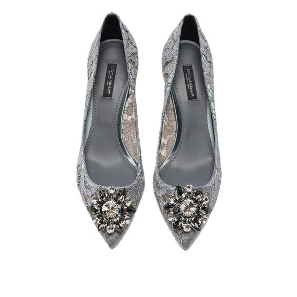 Dolce & Gabbana Bellucci 60 Pumps in Taormina Lace Crystals Grey 37 - Picture 2 of 10